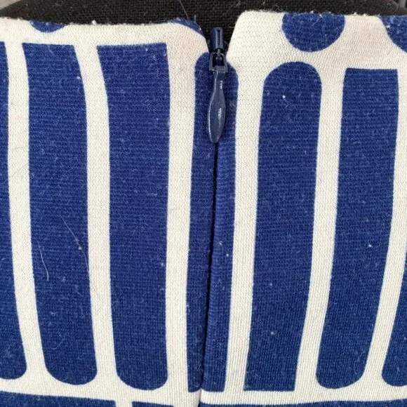 TRINA TURK Zap Geometric Short Sleeve Shift Dress Blue White Large - Picture 7 of 10